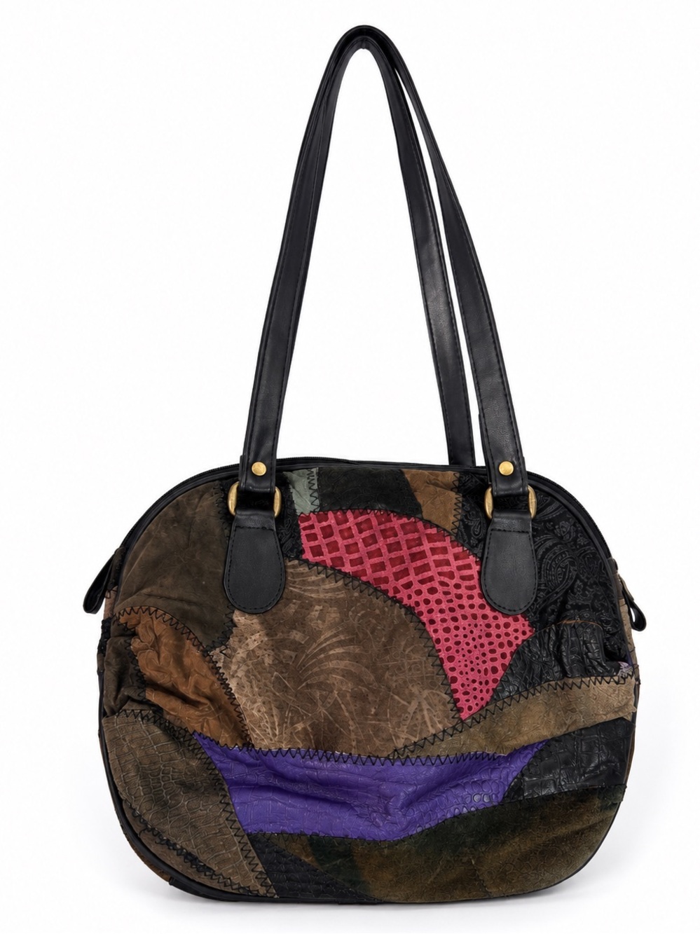 Vintage Patchwork Suede Shoulder Bag Boho Hippie Festival Slouch Purse